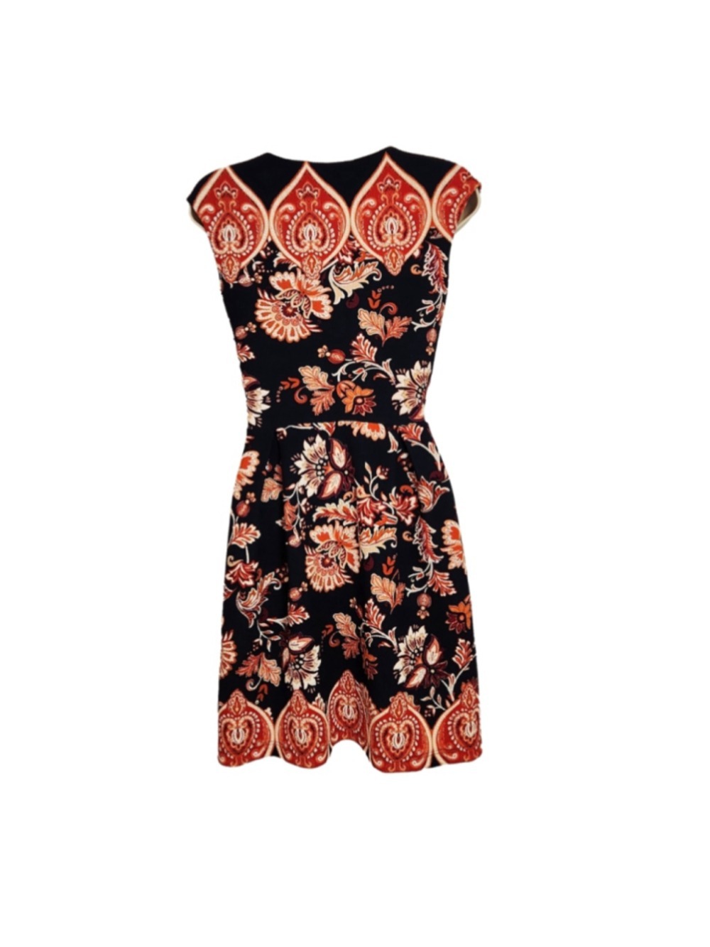 Enfocus Studio Black Red Floral Paisley A-Line Dress Large - Picture 5 of 10